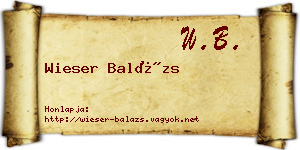 Wieser Balázs névjegykártya